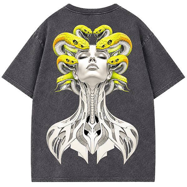 CAMISETA MEDUZA PRETA ESTONADA AFTER