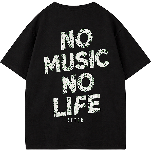 CAMISETA OVERSIZED AFTER PRETA NO MUSIC NO LIFE