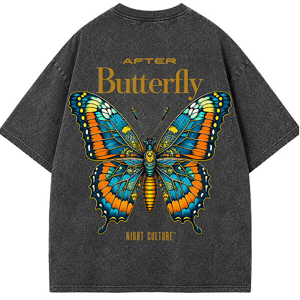 CAMISETA BUTTERFLY PRETA ESTONADA AFTER