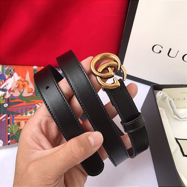 Cinto Gucci com Fivela Double GG "Black&Gold"