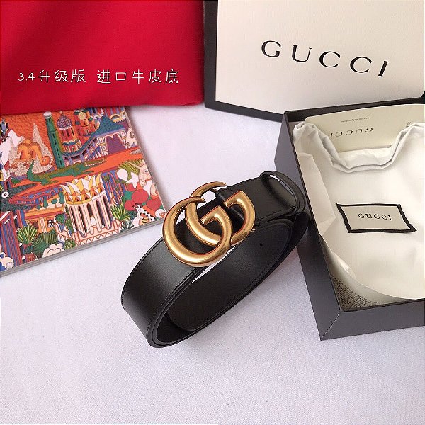 Cinto Gucci com Fivela Double GG "Black"