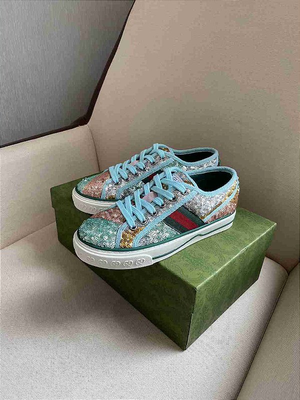 Tênis Gucci 1977 Disney Edition "Light-Blue/Sequins"