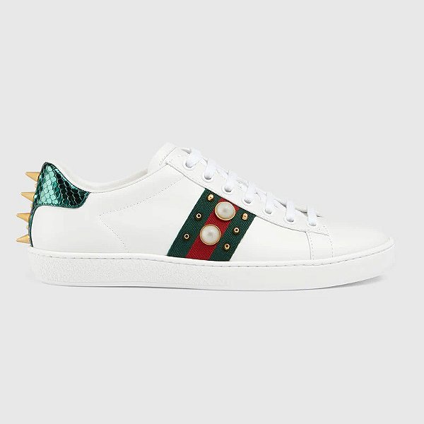 Tênis Gucci Ace "White/Pearls/Spiked"
