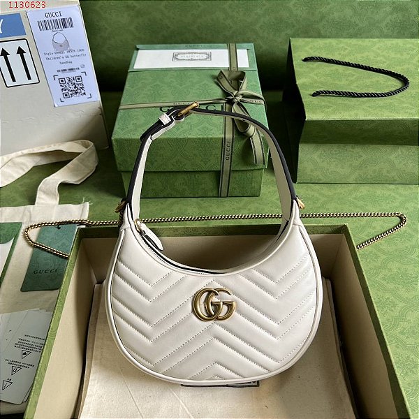 Bolsa Gucci Marmont Meia-lua Mini "White"