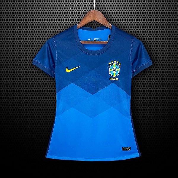 camisa azul brasil feminina