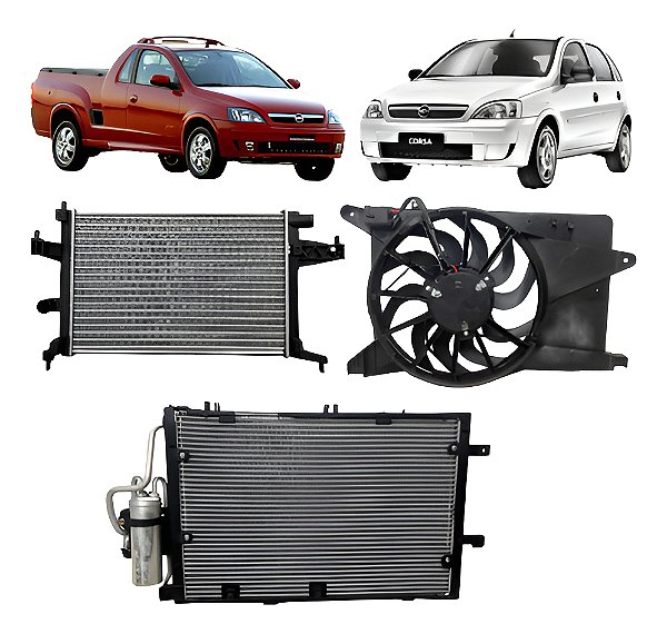 Kit Radiador Novo Corsa Montana Com Ar 2002 À 2012
