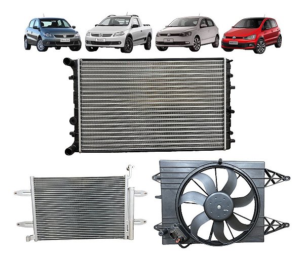 Kit Radiador + Condensador + Ventoinha Vw Fox / Gol G5