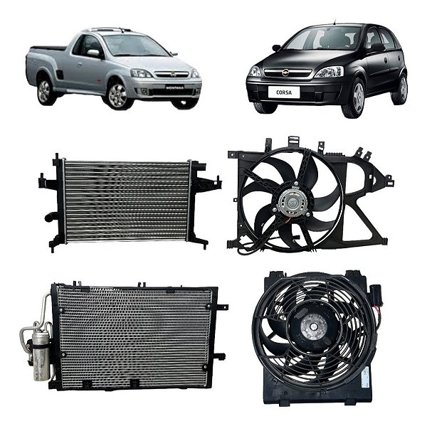 Kit Radiador Condensador Ventoinha Montana Corsa 1.0 1.4 1.8