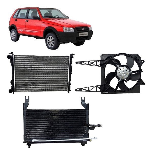 Radiador Condensador Ventoinha Fiat Uno Fiorino Com Ar