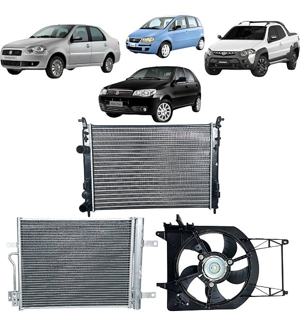Kit Radiador Palio Siena Idea Strada Fire Valeo 2001-2019
