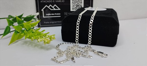 *Corrente Masculina Grumet 1x1 - 0,3mm x 70cm em Prata 925*