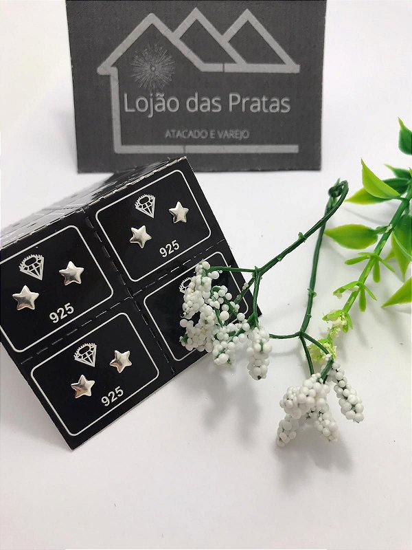 *Brinco Liso Pequeno delicado Estrela / Lua / Coração em Prata 925*