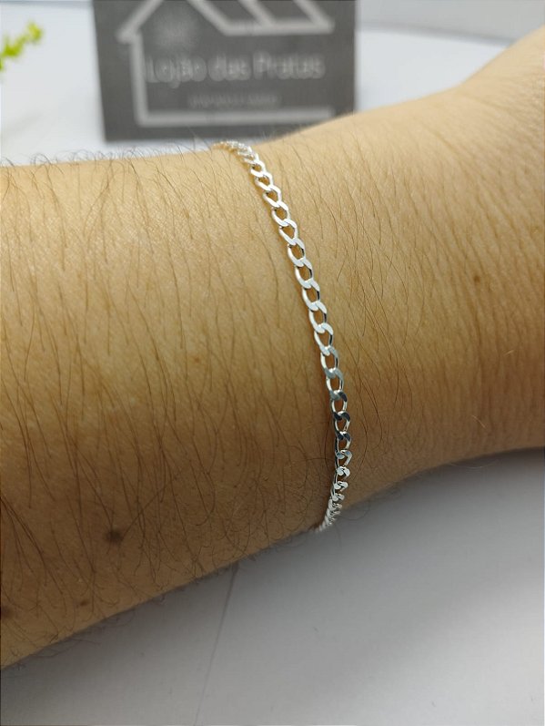 *Pulseira Masculina Grumet 1x1 - 0,2mm x 20cm de Prata 925*