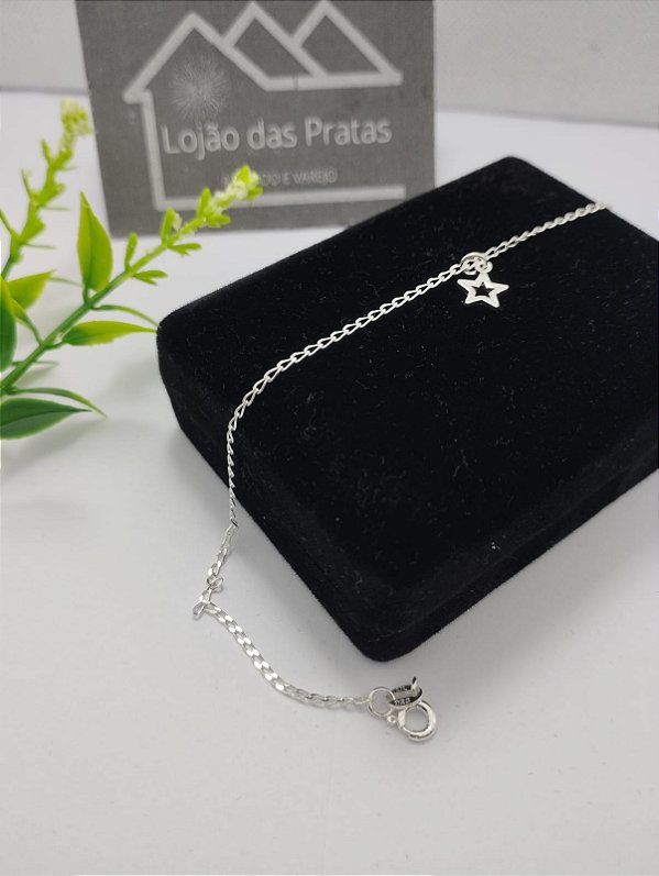 *Tornozeleira com estrela solitária em prata 925*