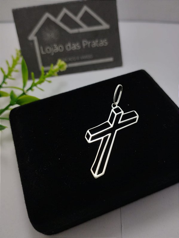 *Pingente cruz vazada em prata 925*