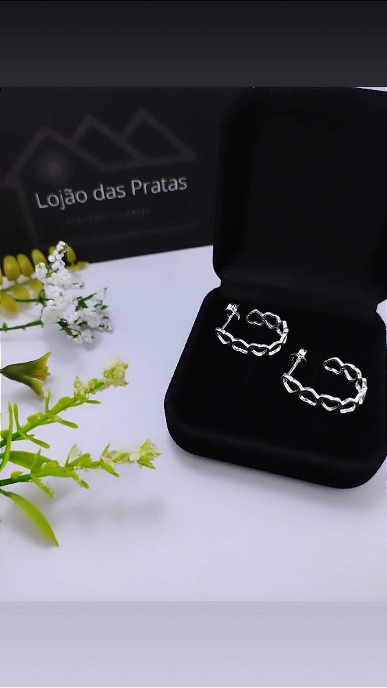 *Brinco coração meia lua em prata 925*