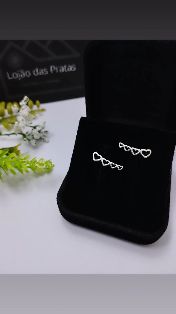 *Brinco cuff coração em prata 925*