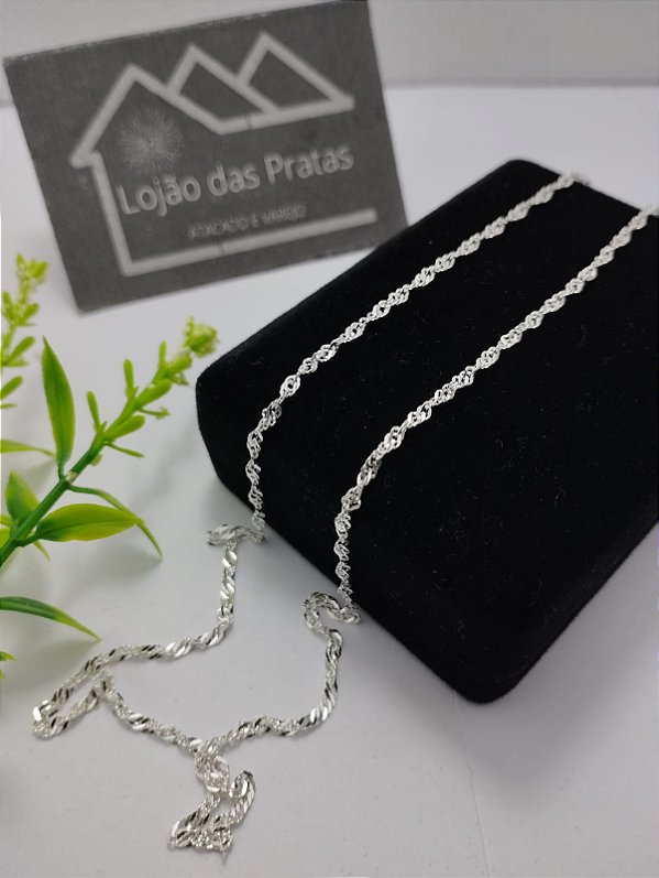 *Corrente Torcida 0,3mm x 45cm em prata 925*