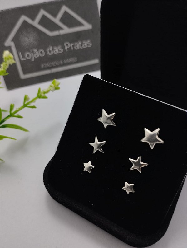 *Trio de Brinco Estrela em prata 925*