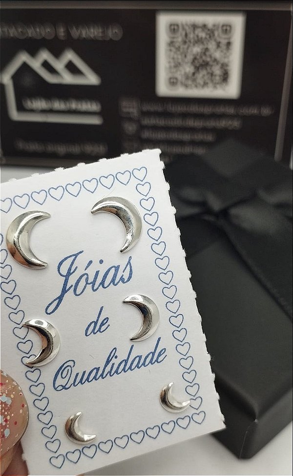 Trio de Brinco Lua em prata 925 - Adulto e Infantil