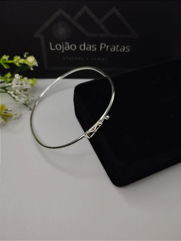 *Bracelete fio liso oval em prata 925*