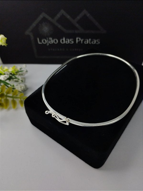 *Bracelete fio quadrado oval em prata 925*