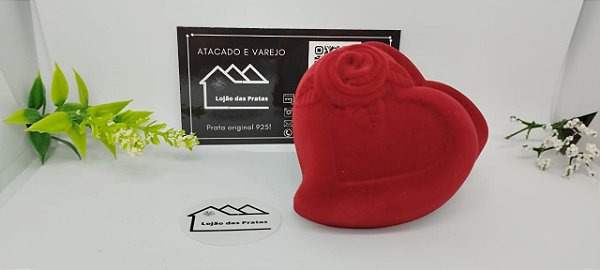 *Porta Joias Aveludada Coração Para Alianças*