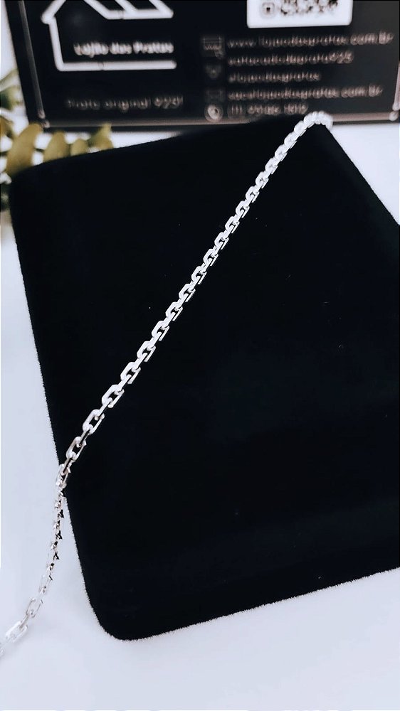 *Pulseira Cadeado Fechado 20cm x 0,2mm em Prata 925*