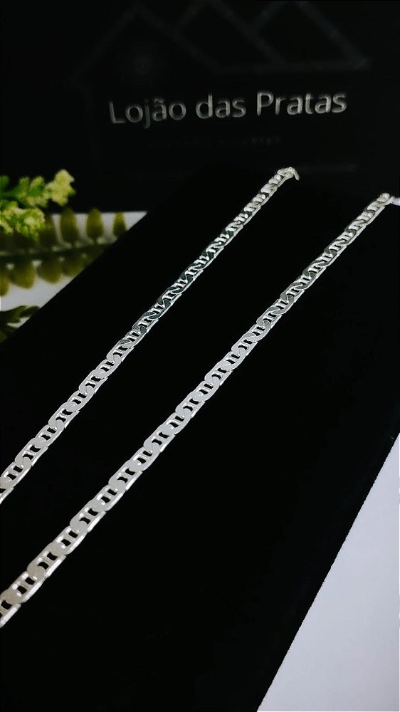 *Pulseira Masculina Gucci 21cm x 0,2mm de Prata 925*