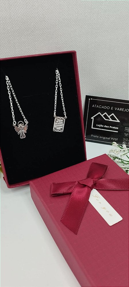 *Escapulário ANJO DA GUARDA - 70cm em prata 925*