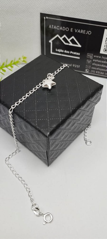 *Tornozeleira com estrela solitária em prata 925*