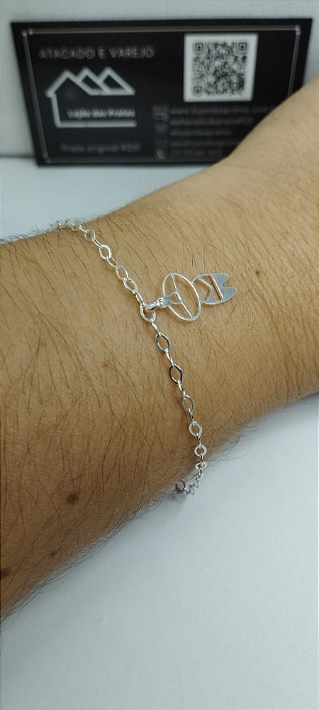 *Pulseira feminina 18cm com pingente menino vazada em prata 925*