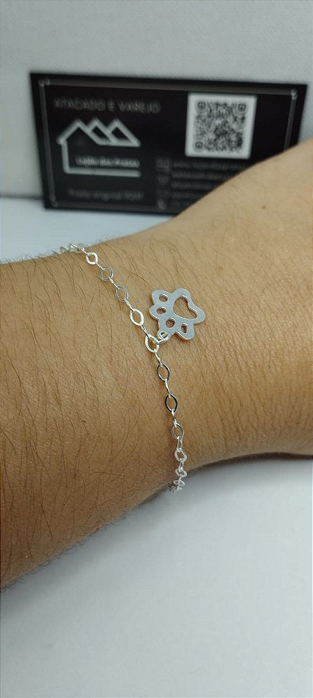 *Pulseira Patinha Vazada 18cm em prata 925*