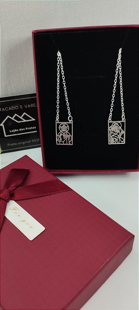 *Escapulário SAGRADA FAMILIA - 70cm em prata 925*