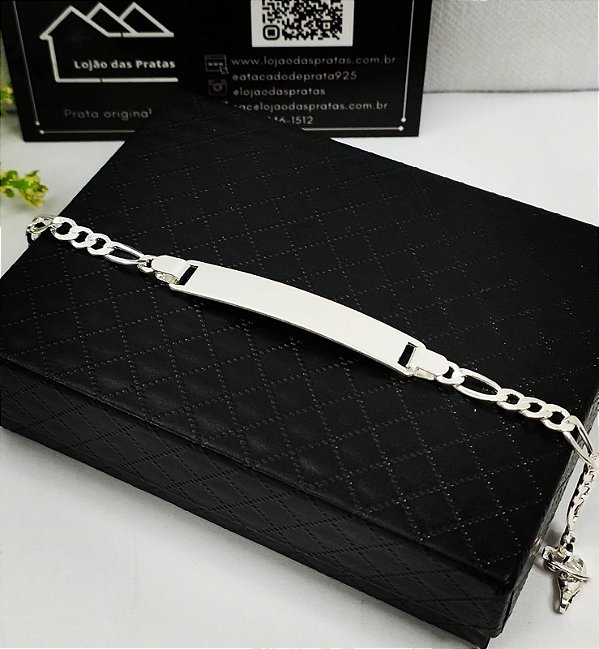 *Pulseira Masculina 3x1 Chapinha Lisa 4,3cm com 21cm em prata 925*