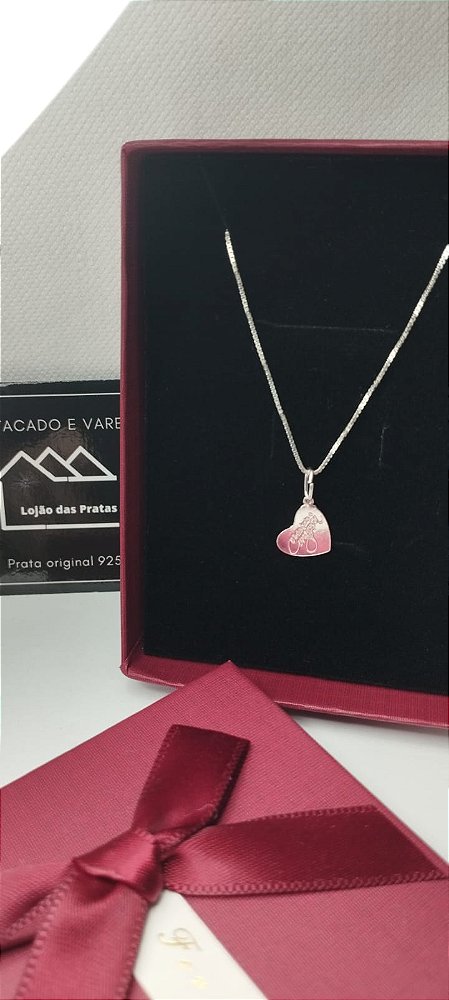 *Conjunto Corrente Veneziana 45cm e Pingente em prata 925*