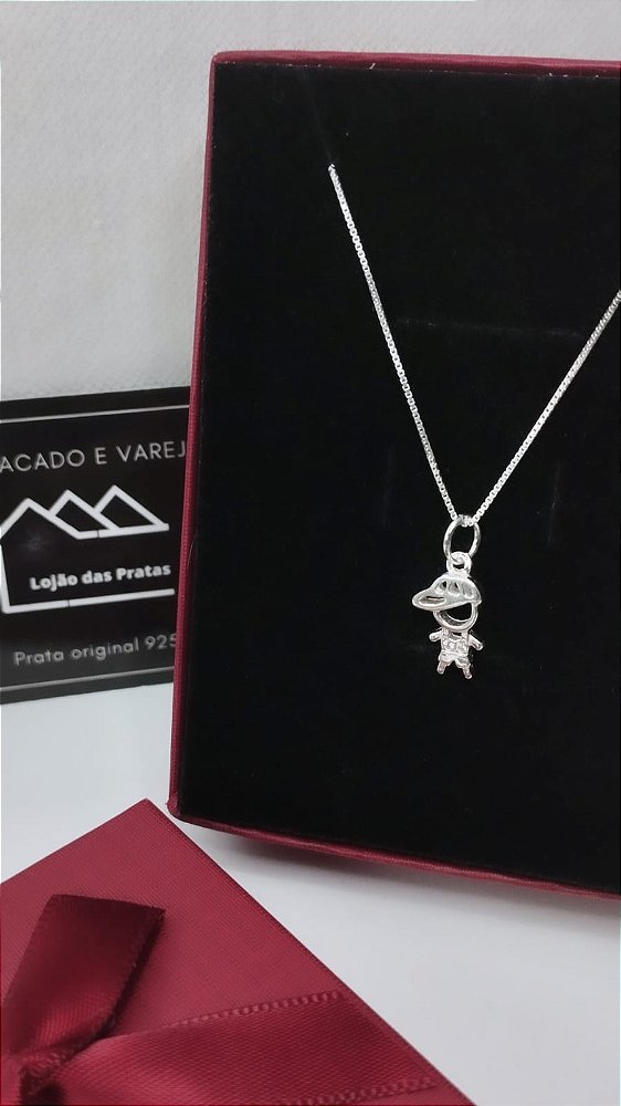 *Corrente e Pingente menino em prata 925