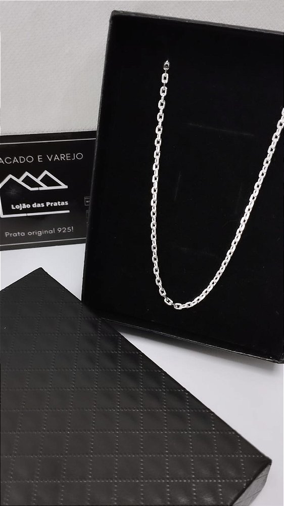 *Corrente Cadeado fechado 0,2mm x 70cm em Prata 925*