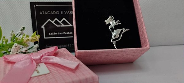 Pingente bailarina em prata 925