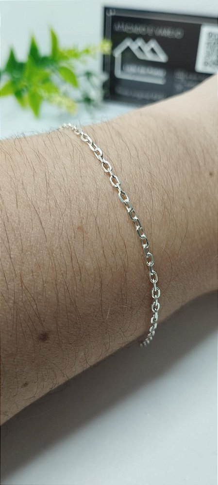 *Pulseira Cadeado 20cm x 0,2mm em prata 925*