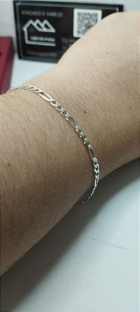 *Pulseira Fígaro 19cm x 0,3cm em prata 925*