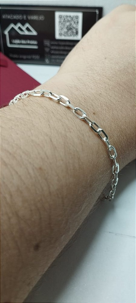 *Pulseira Cartier Cadeado 1x1 - 21cm x 0,3mm em prata 925*