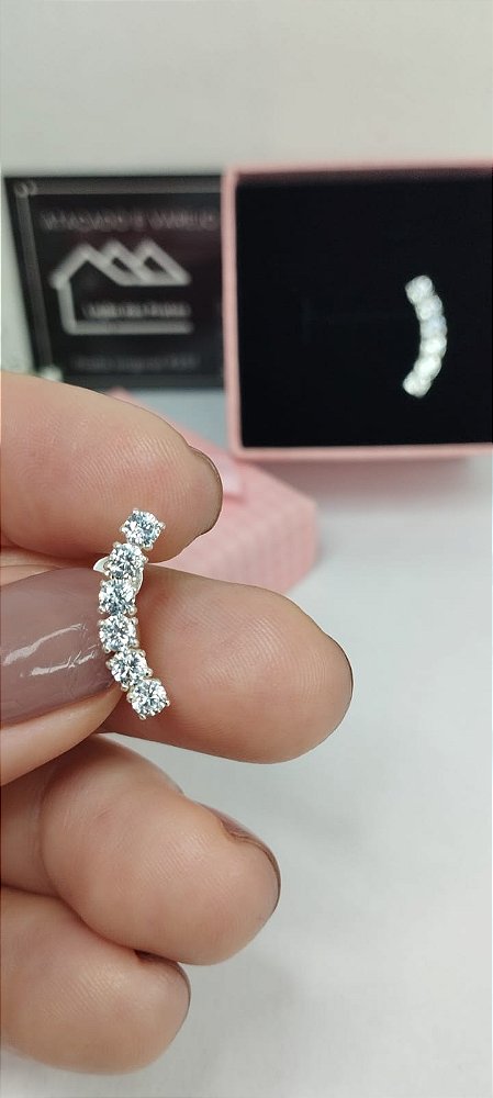 *Brinco ear cuff com 6 pedras zircônias em prata 925*