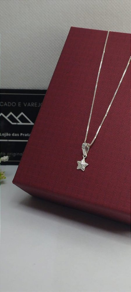 *Conjunto Corrente Veneziana 45cm e Pingente Estrela do Mar em prata 925*