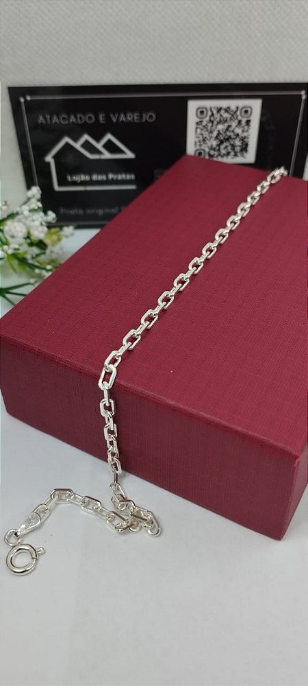 *Pulseira masculina Cartier Cadeado 20cm x 2mm em prata 925*