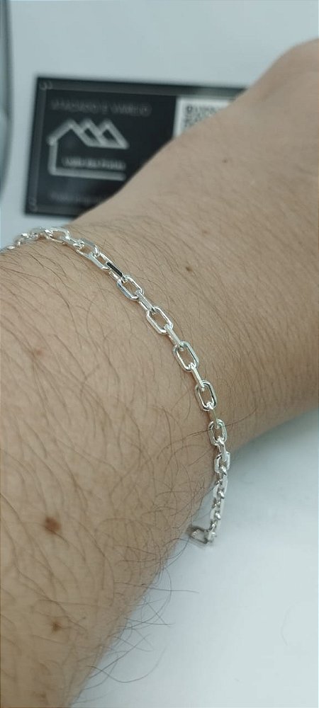 Pulseira masculina Cartier Cadeado 20cm x 0,2cm em prata 925