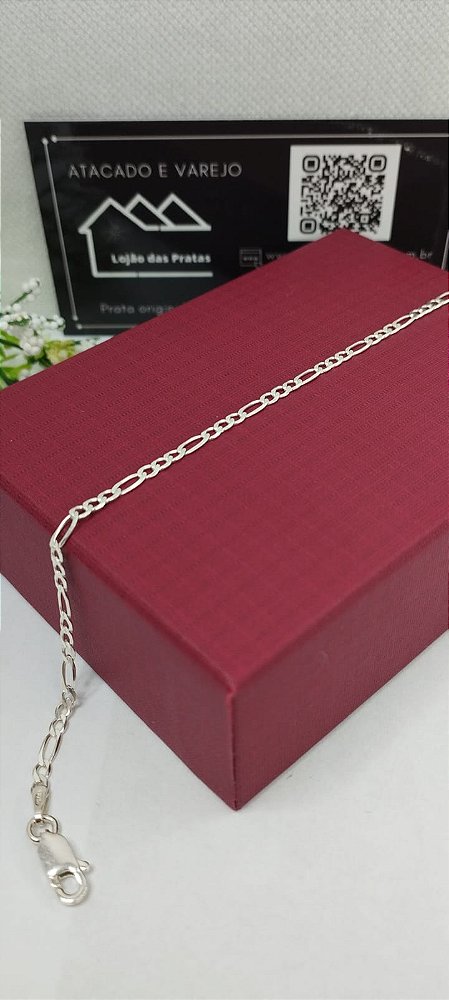 *Pulseira fígaro 3x1 - 2mm x 21cm em Prata 925*