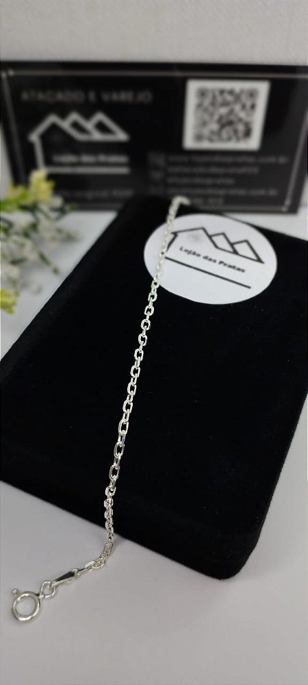 *Pulseira Cadeado 19cm x 0,1mm em prata 925*