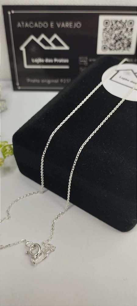 *Corrente 40cm Mini Elo em Prata 925*