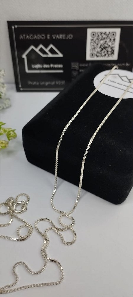 *Corrente Veneziana 70cm V19 (1x1) em Prata 925*